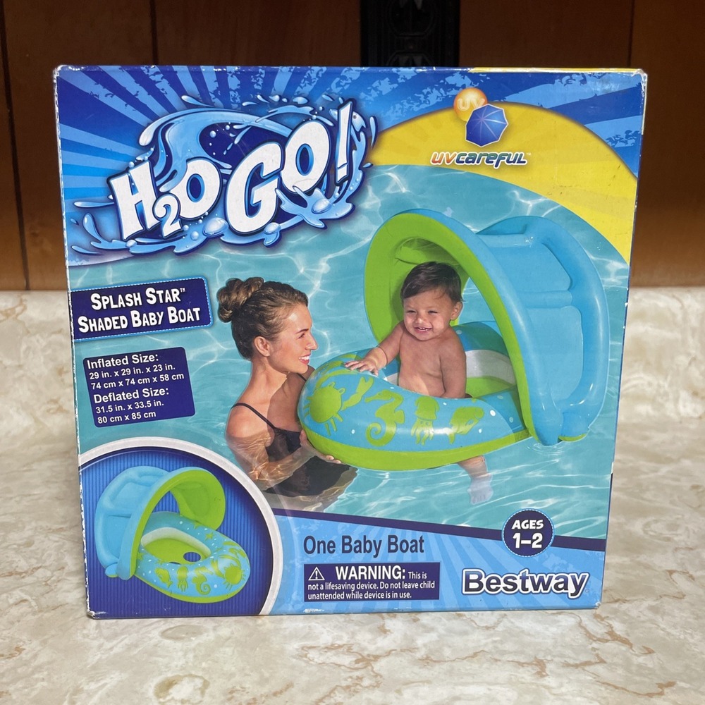 NEW‎ H2O Go!  Splash Star Shaded Baby Boat float Ages 1 To 2 Years